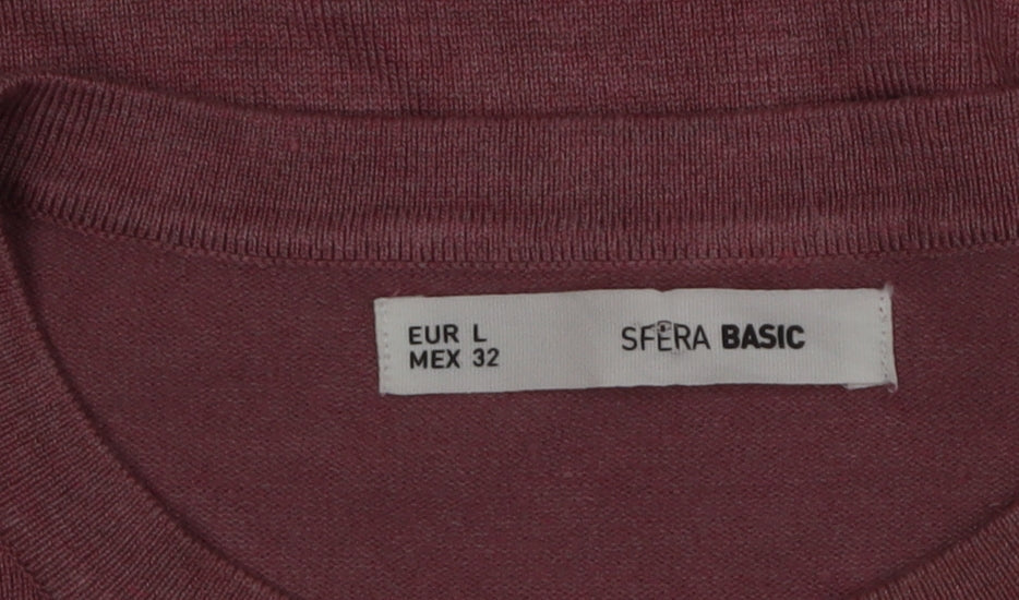 Sfera Women Pink Crew Neck Long Sleeve Button Jumper Size 14