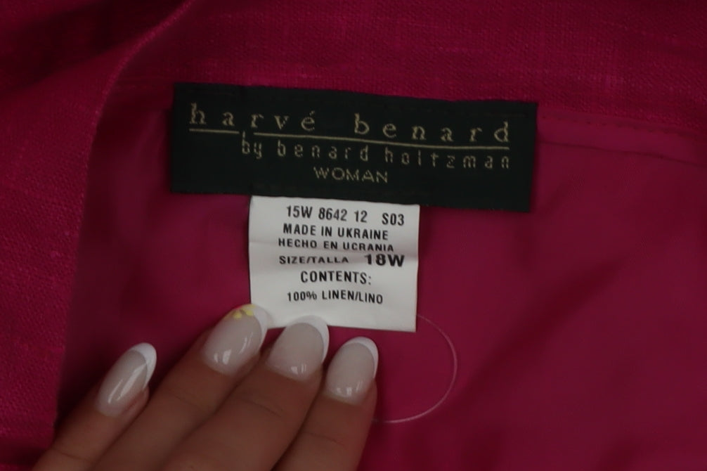 Harvé Benard Women Pink Linen Midi Pencil Skirt Size 18 Plus