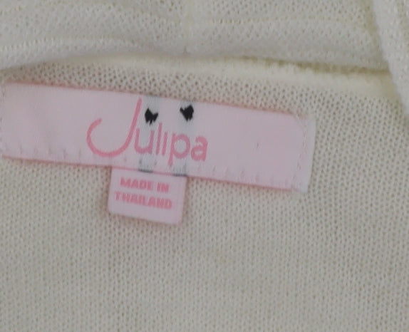 Julipa Women’s Ivory Plus Size 16/18 Open-Knit Cardigan