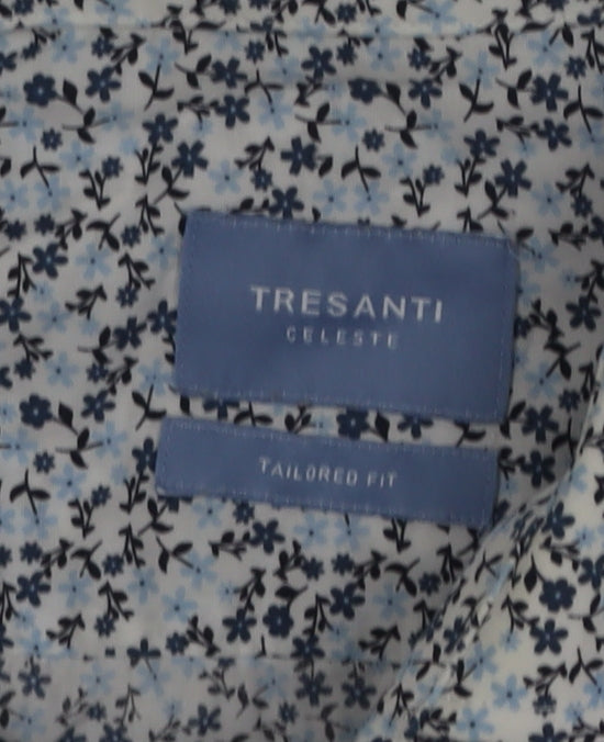 Tresanti Women Blue Floral Cotton Long Sleeve Button-Up Shirt Size 16