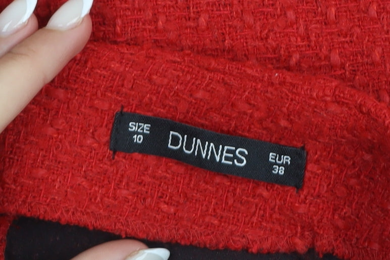 Dunnes Women Red Tweed Short Skirt Size 10 High Waist