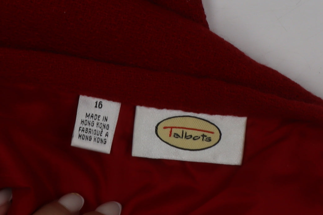 Talbots Women Red Wool Knee Length Pencil Skirt Size 16