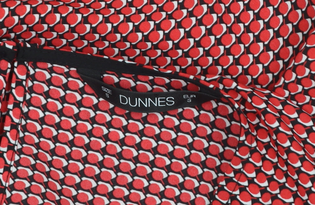 Dunnes Women Red Geometric Tunic Blouse Size S Long Sleeve