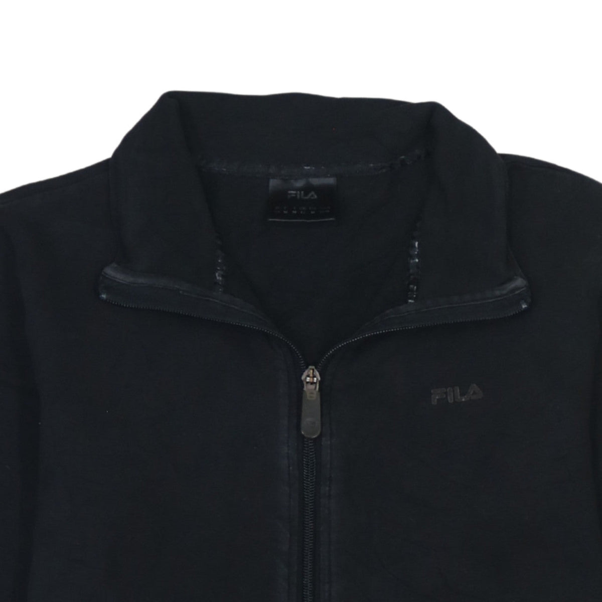 Fila Women Black Size 12 Track Jacket Full Zip Cotton Blend