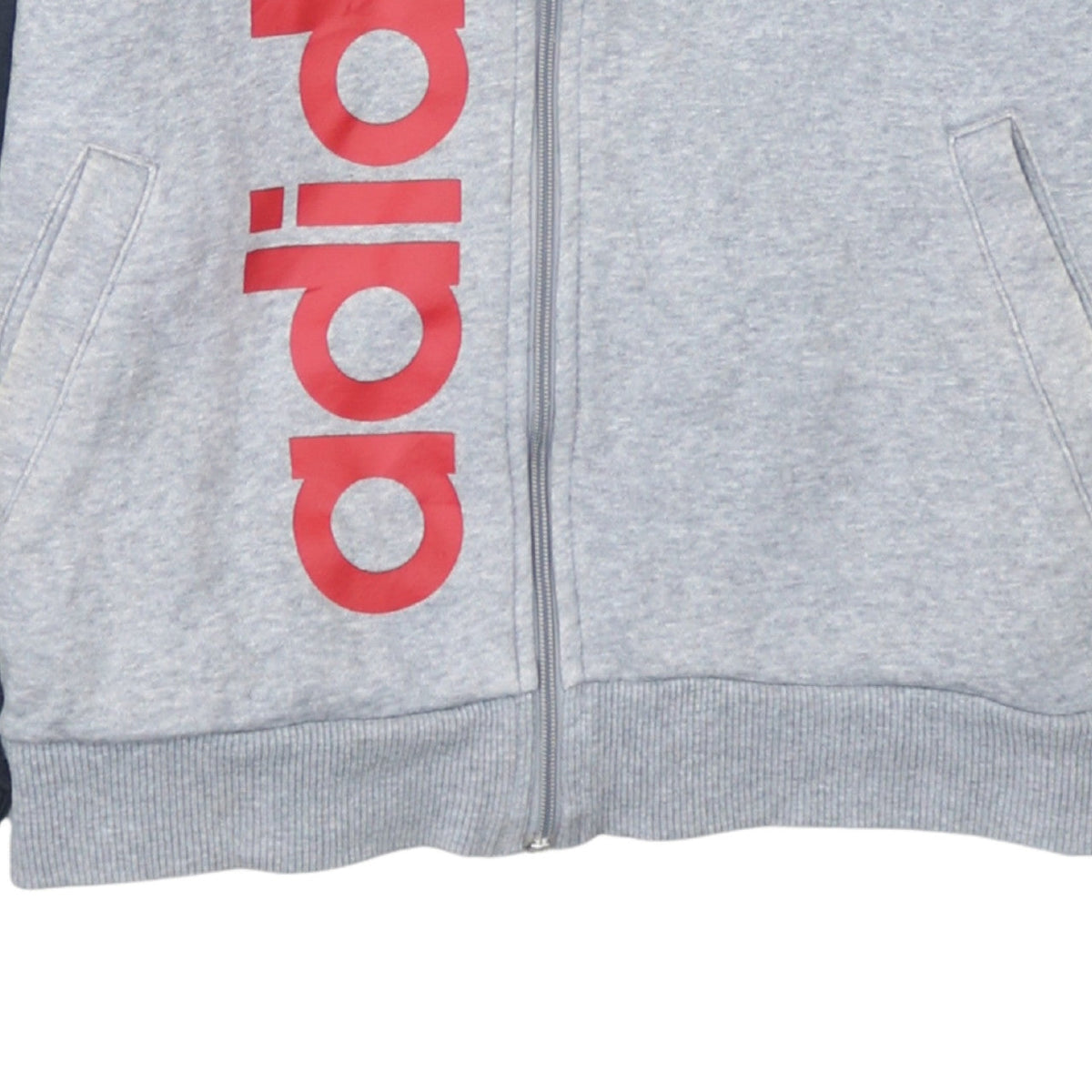 adidas Boys Grey Full Zip Logo Hoodie 13-14 Years Colourblock Sportswear