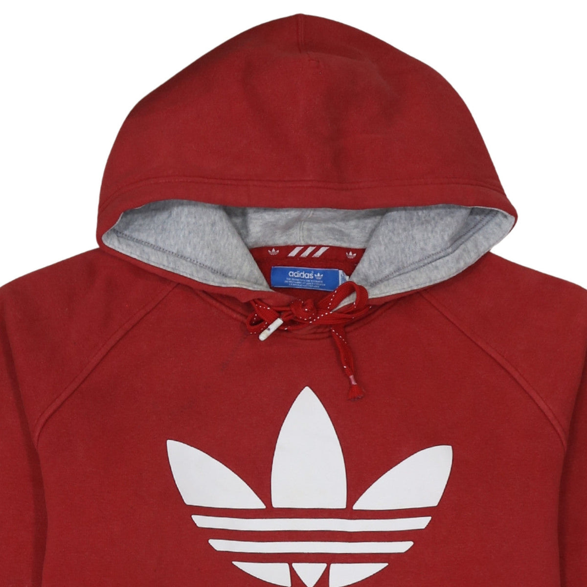 Adidas Mens Red Pullover Hoodie L Logo Fleece Sweatshirt