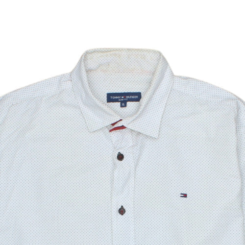 Tommy Hilfiger Mens White Slim Fit Long Sleeve Button-Up Shirt XL