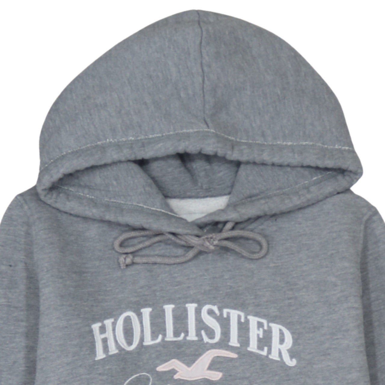 Hollister Women’s Grey Pullover Hoodie L Cotton Blend Logo Sweatshirt