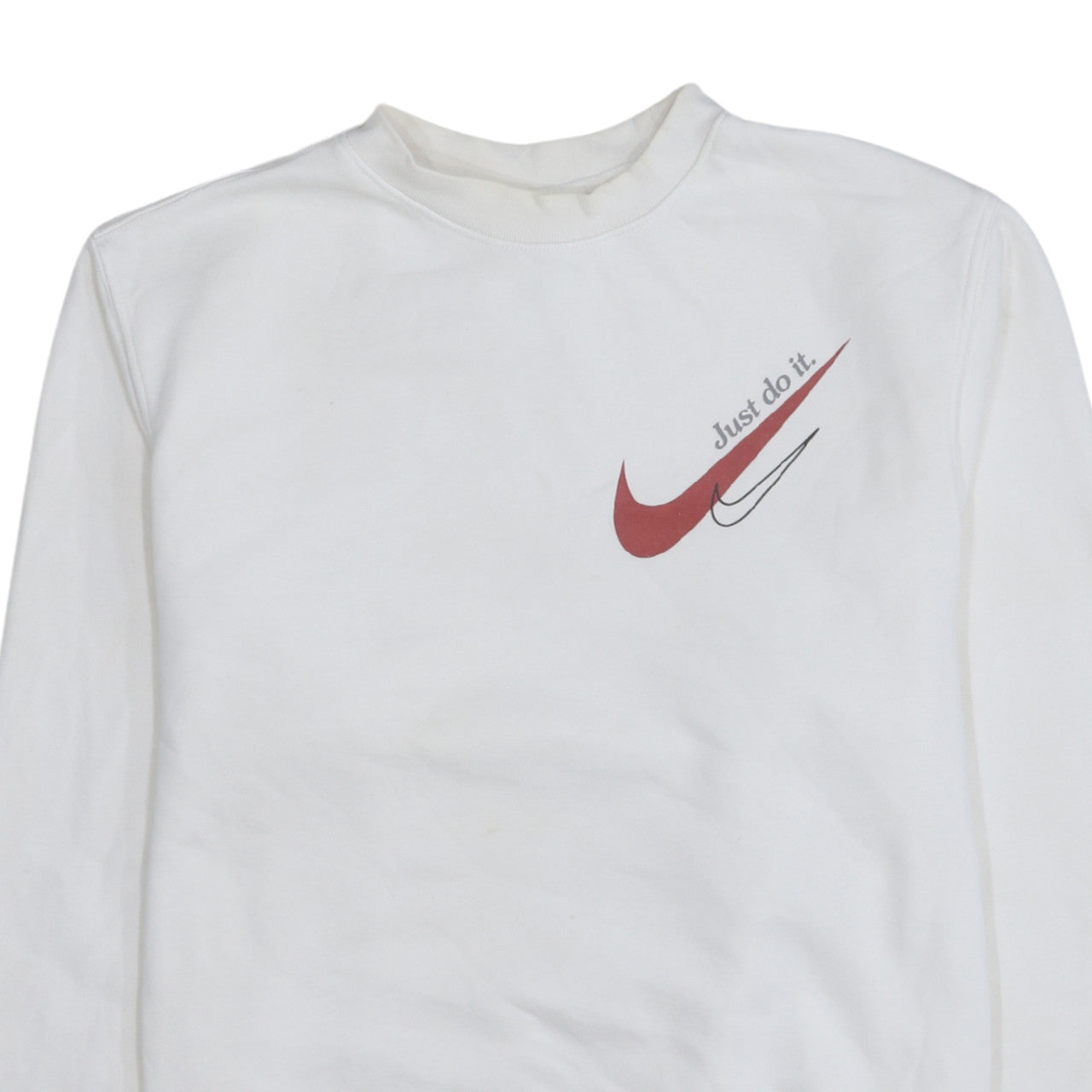 Nike Men's White Small Logo Pullover Sweatshirt Just Do It Crew Neck