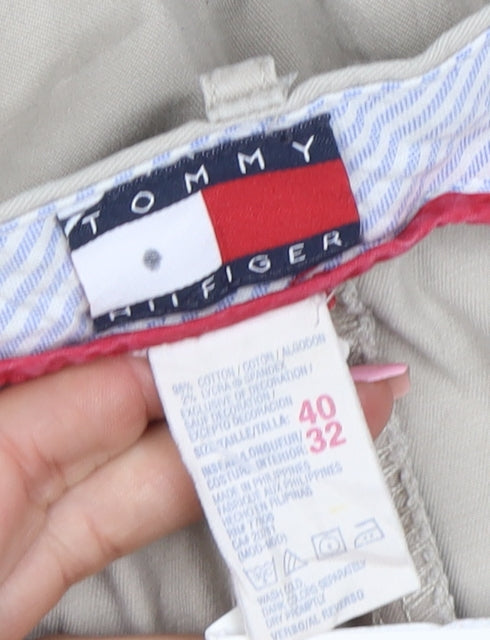 Tommy Hilfiger Men's Beige Chino Trousers 40W 32L Classic Fit Cotton