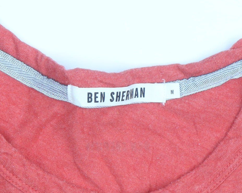 Ben Sherman Men Red Union Jack Graphic Cotton Blend T-Shirt M