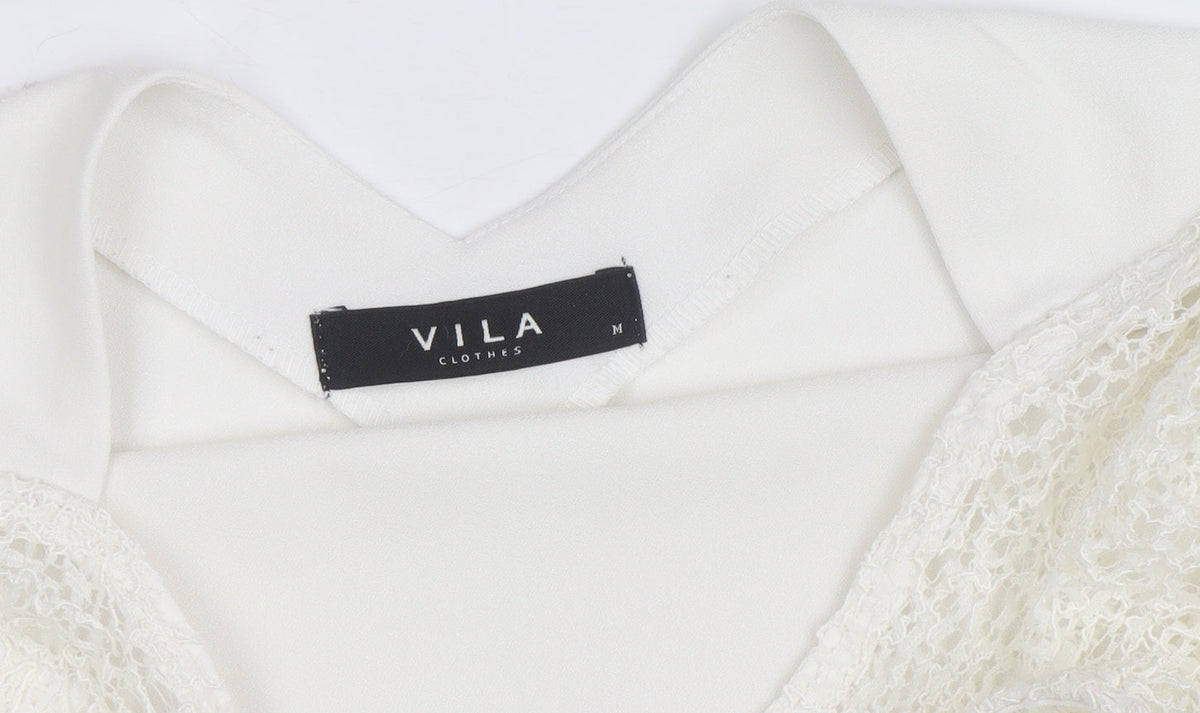 Vila Women's Ivory Lace Long Sleeve Blouse Size M