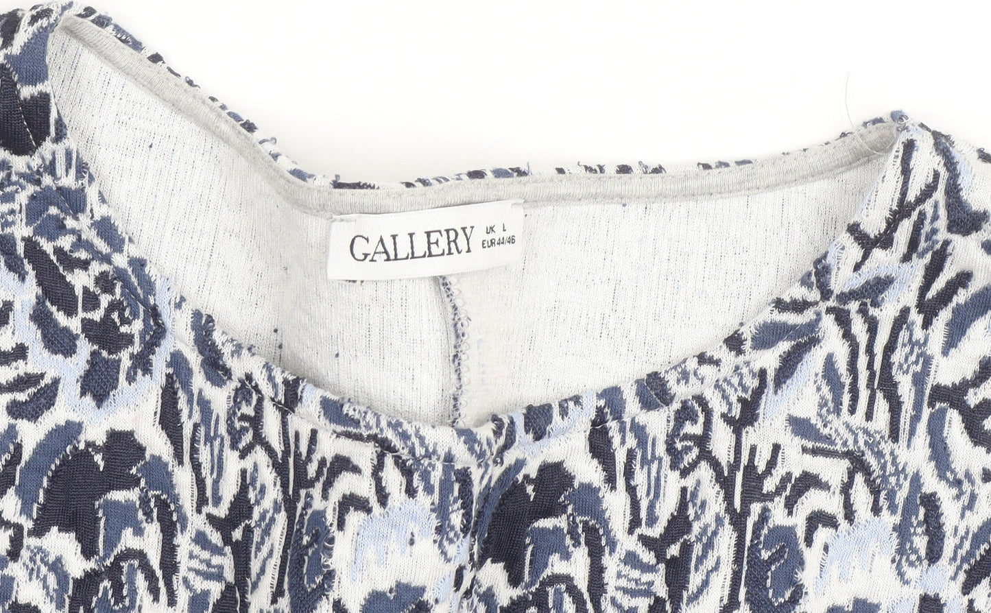 Gallery Women Blue Floral Ruffle Sleeve Tunic Top UK L