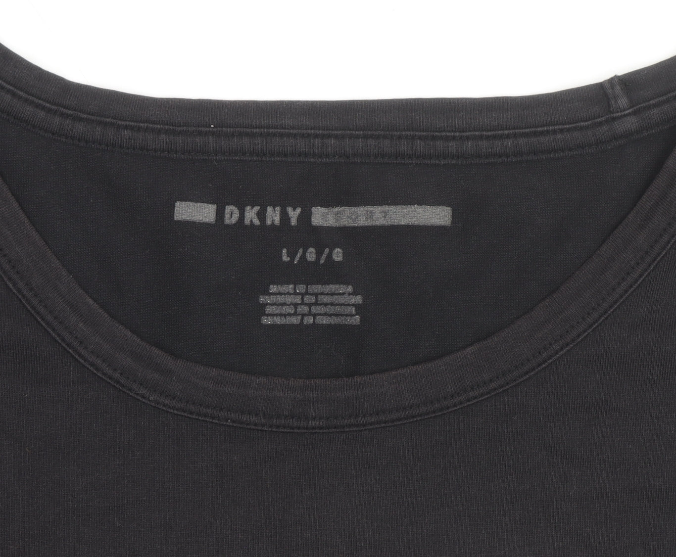 DKNY Women Black Large Short Sleeve Crew Neck Cotton T-Shirt