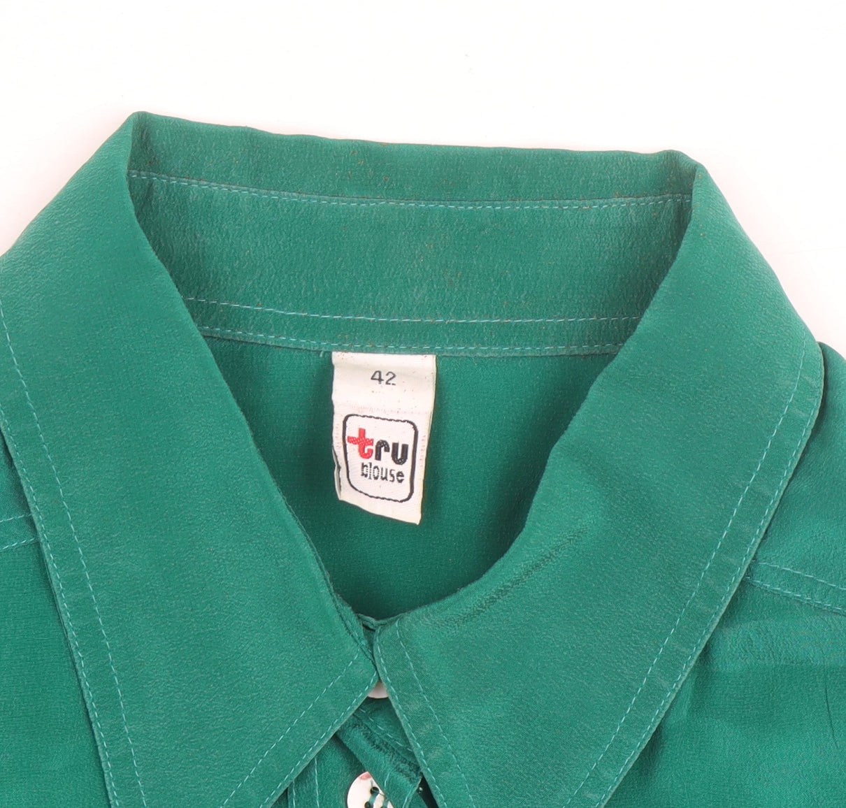 Tru Blouse Womens Green Viscose Button-Up Shirt Size 14