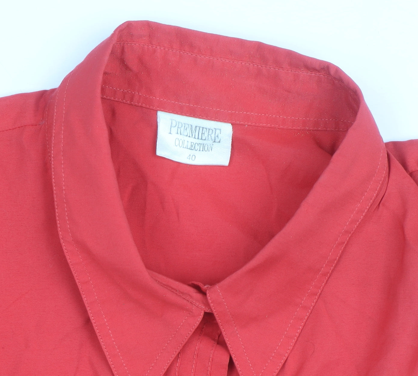 Premiere Collection Women's Red Short Sleeve Button-Up Shirt Size 14