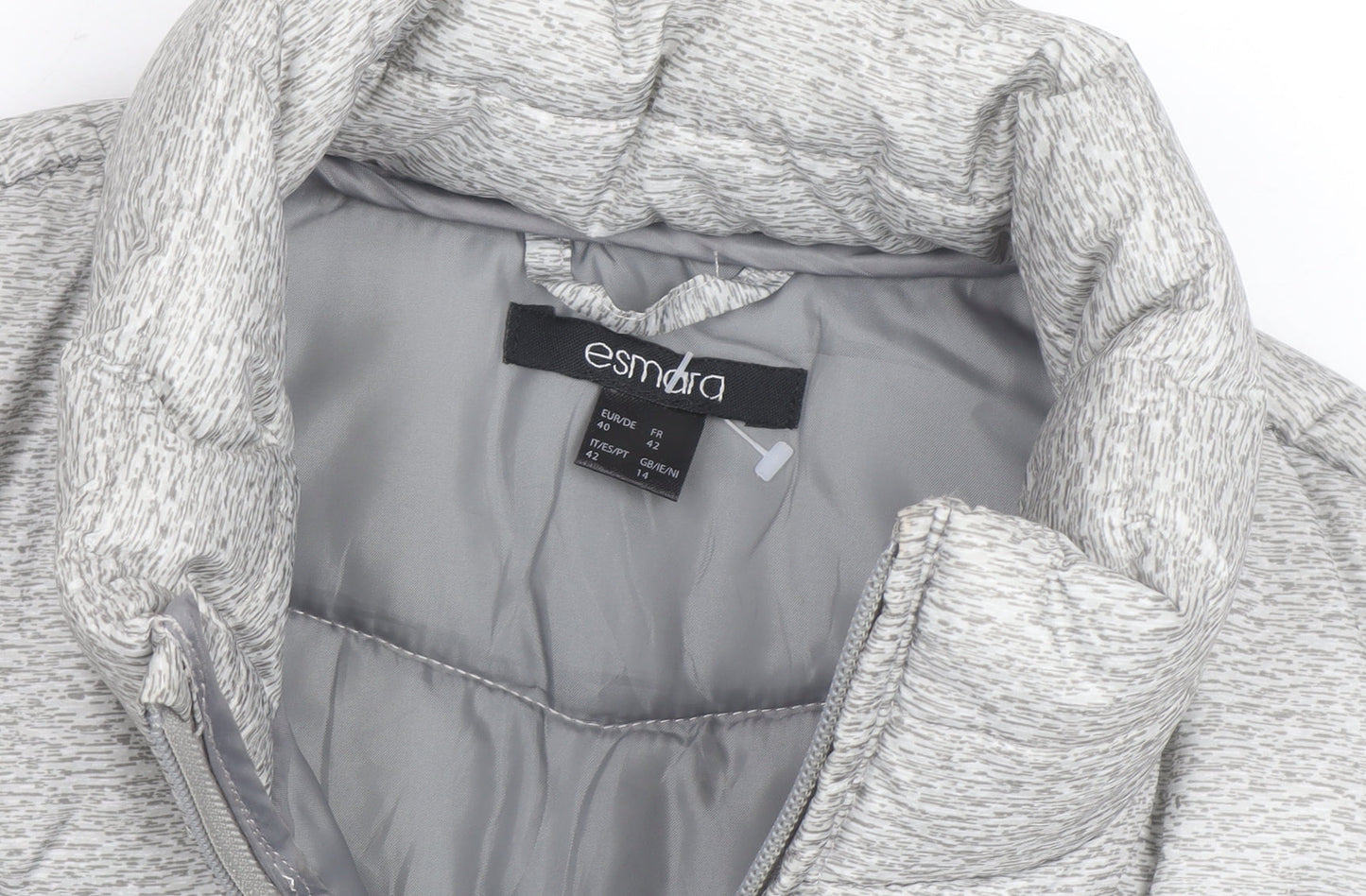 Esmara Women's Grey Puffer Waistcoat Gilet Size 12 Regular Fit