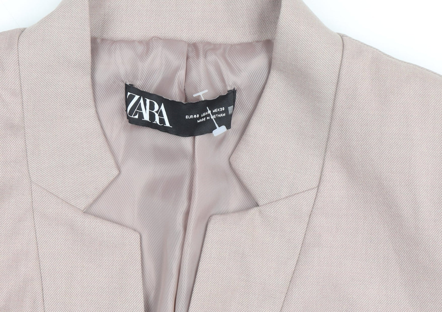 Zara Women Beige Slim Fit Blazer Jacket Size 12 Workwear Style