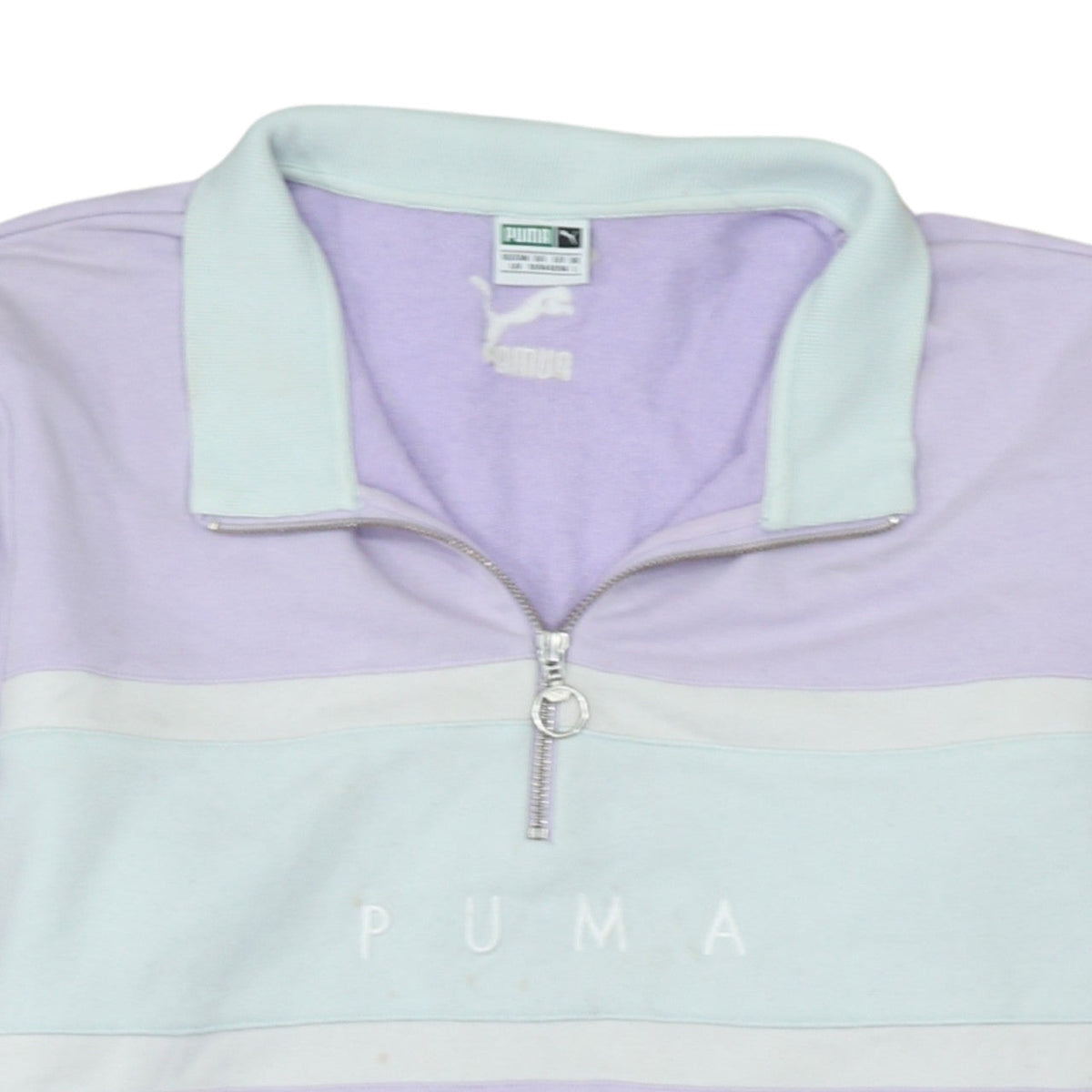 Puma Men's Lilac 1/2 Zip Sweatshirt L Cotton Blend Logo Pullover