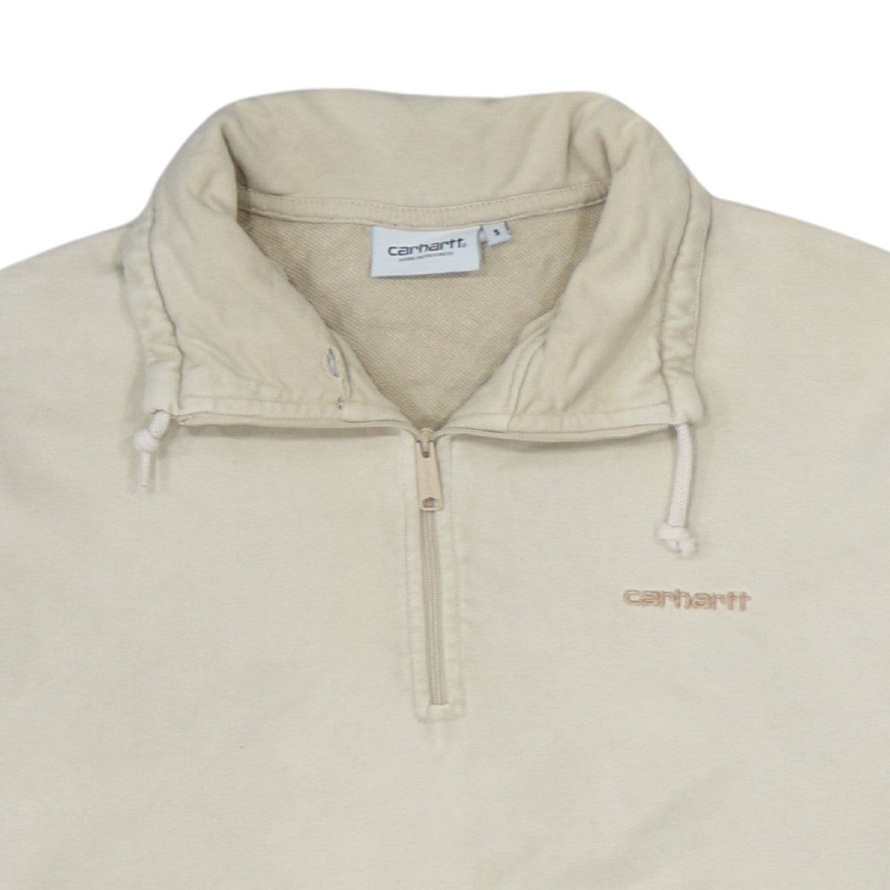 Carhartt WIP Beige High Neck 1/4 Zip Men's Small Sweatshirt