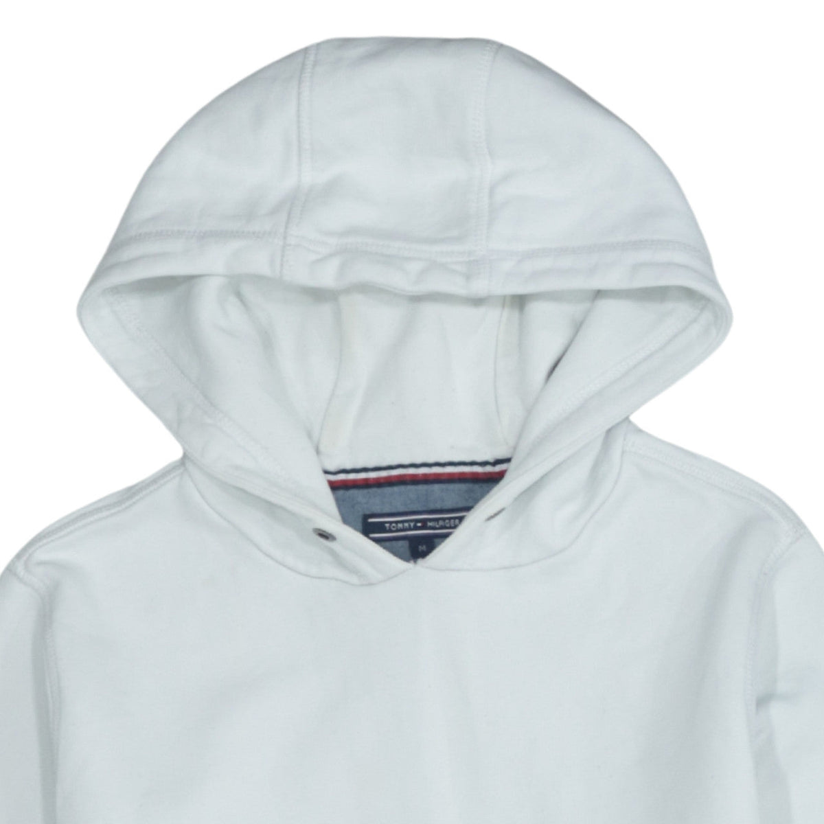Tommy Hilfiger Men's White Pullover Hoodie M Logo Fleece Sweatshirt
