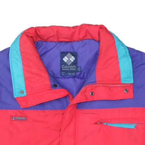 Columbia Mens Red Blue Colourblock Windbreaker Jacket L