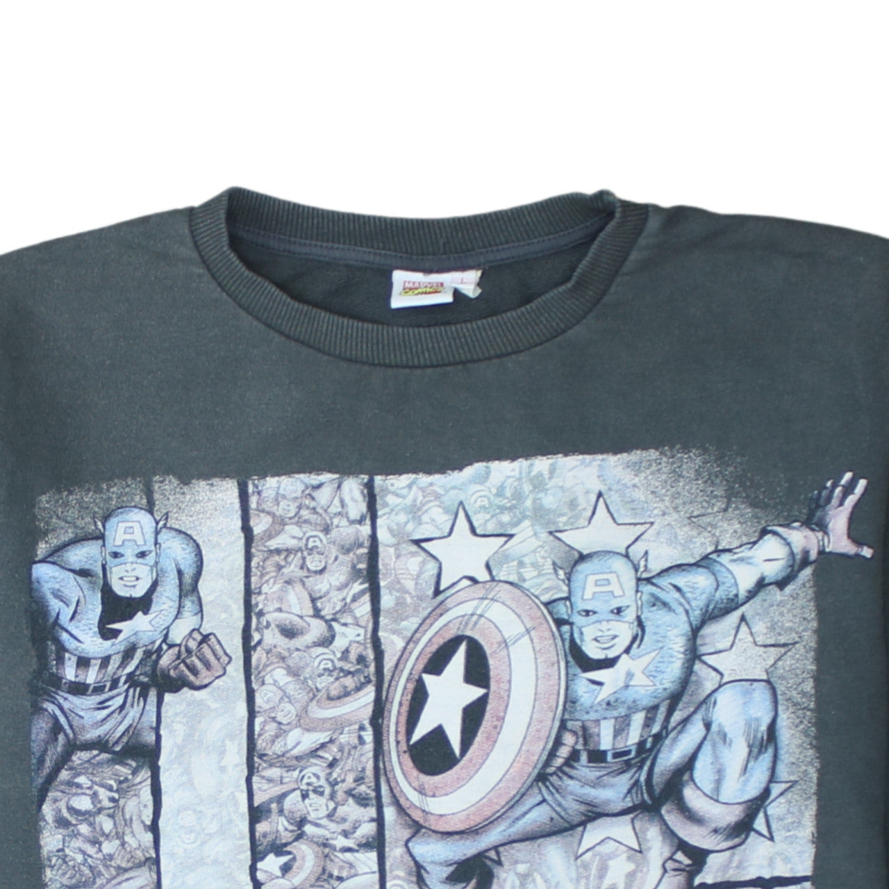 Cedar Wood State Men’s Grey Captain America Comic Sweatshirt L