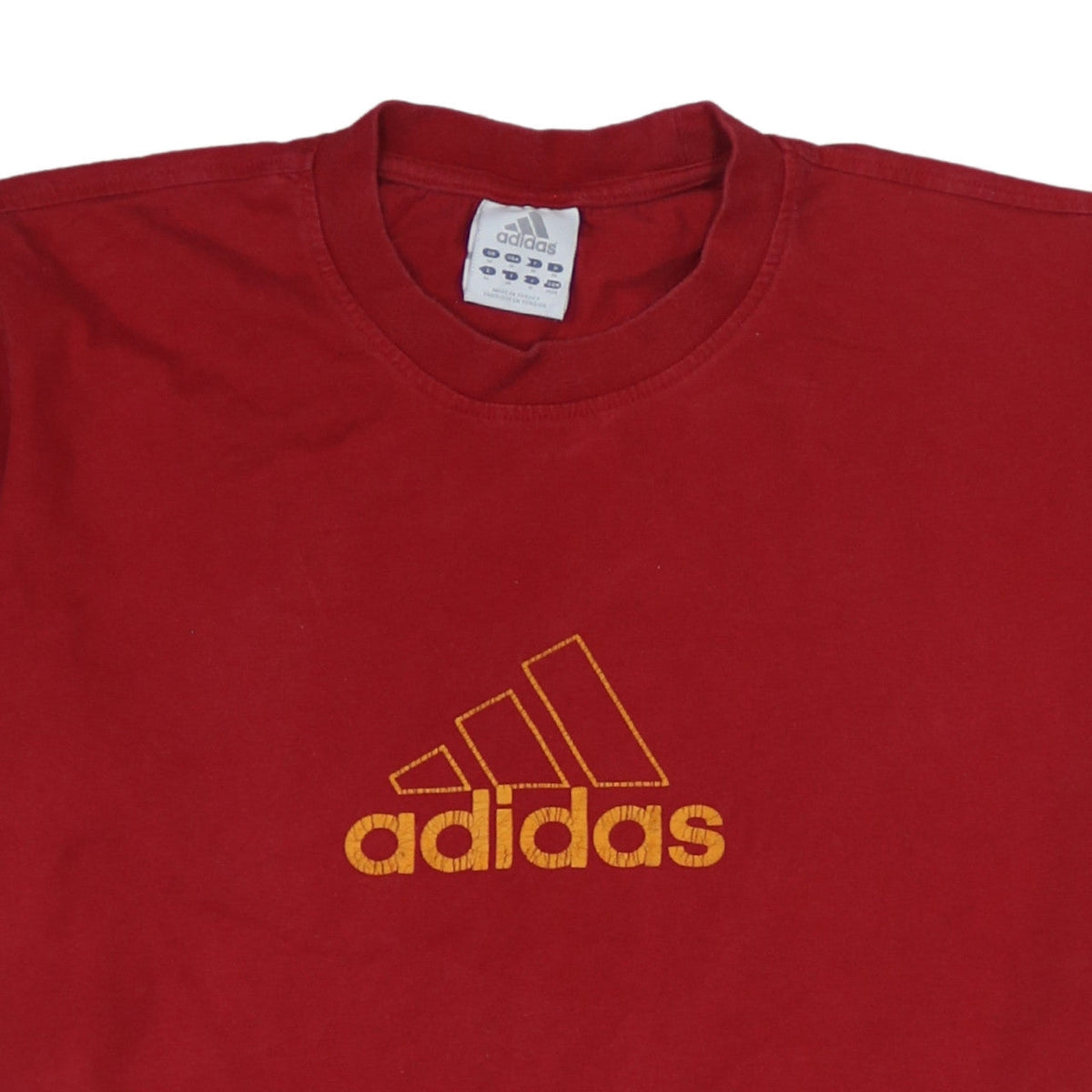 Adidas Men's Red Cotton Short Sleeve Sports Logo T-Shirt Size M