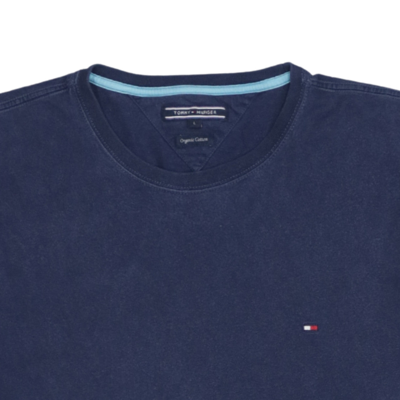 Tommy Hilfiger Men's Blue Organic Cotton Crew Neck T-Shirt L