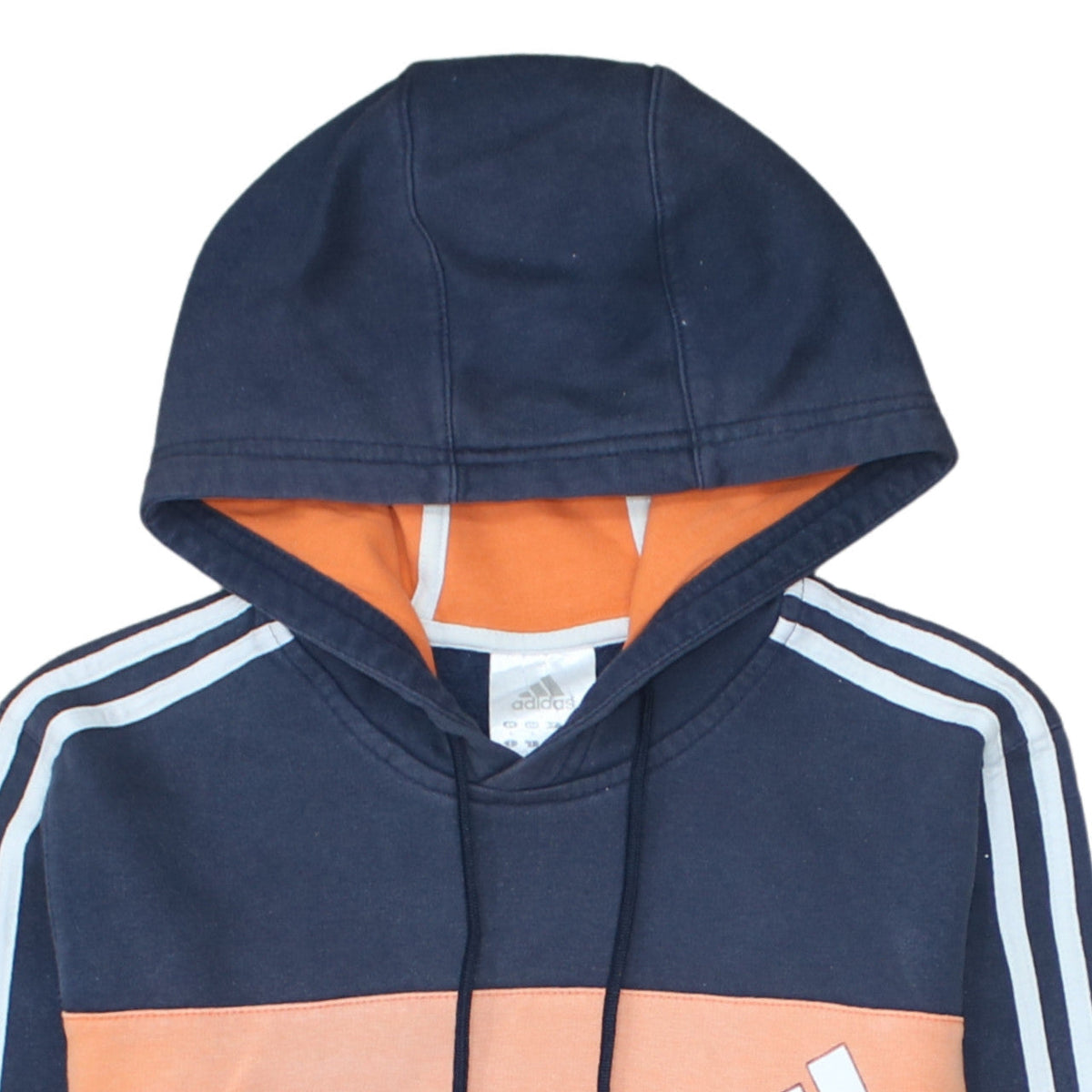 Adidas Womens Navy Orange Hoodie Small Pullover Hooded Sweatshirt