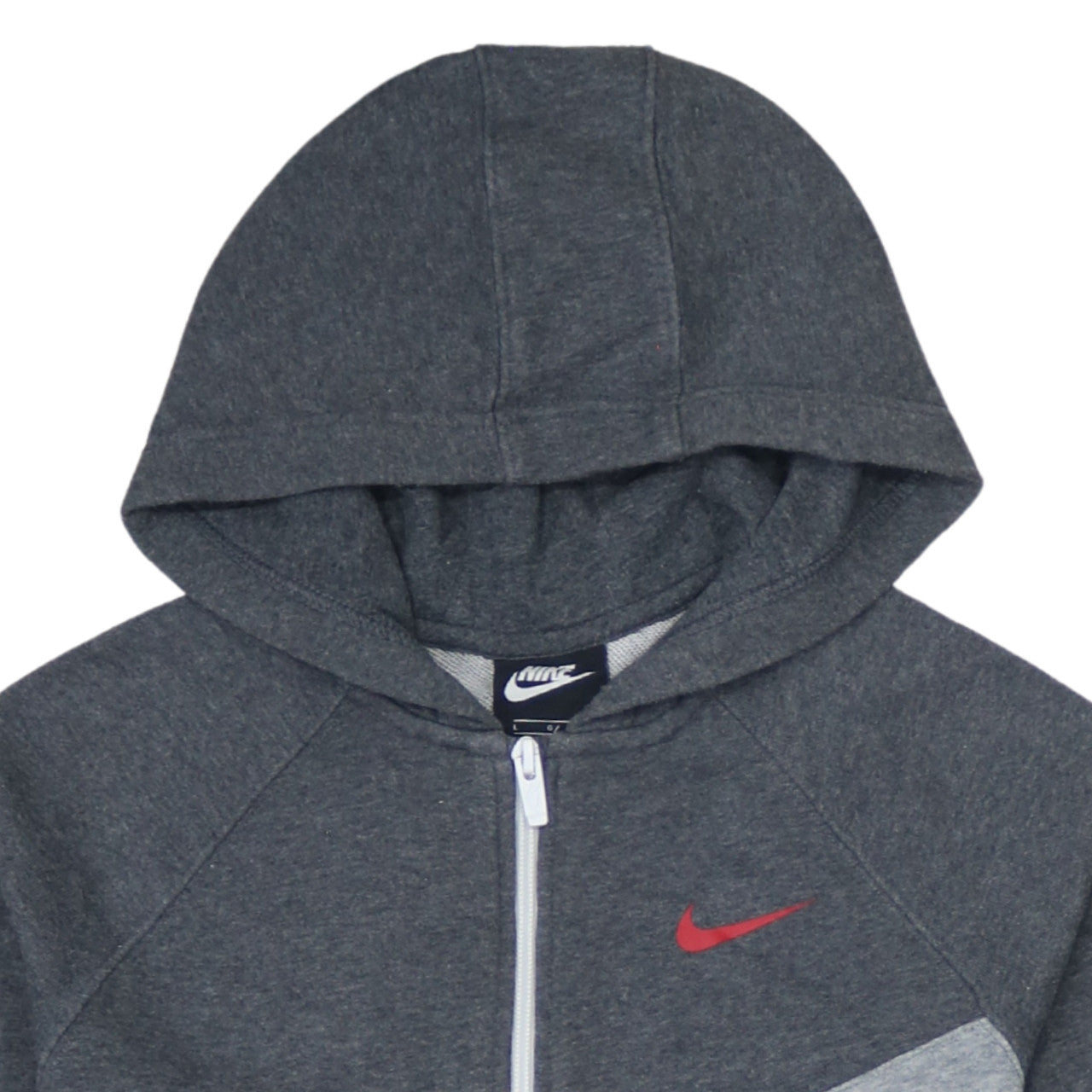 Nike Boys Grey Full Zip Hoodie Sweatshirt L 147-158cm Colourblock Hooded