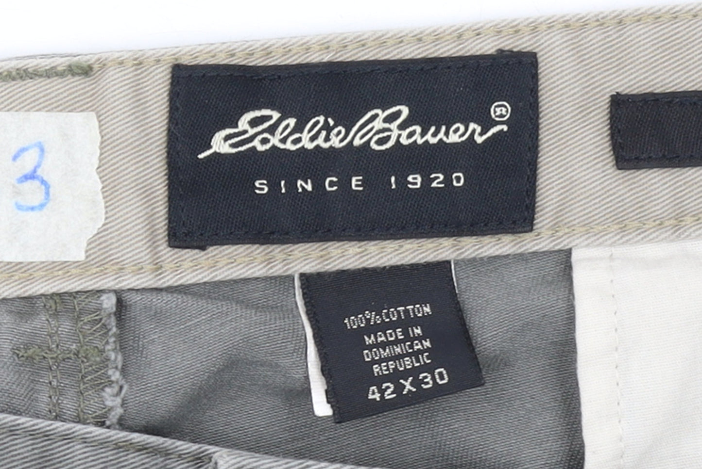 Eddie Bauer Men's Grey Cotton Pleated Chino Trousers 42x30