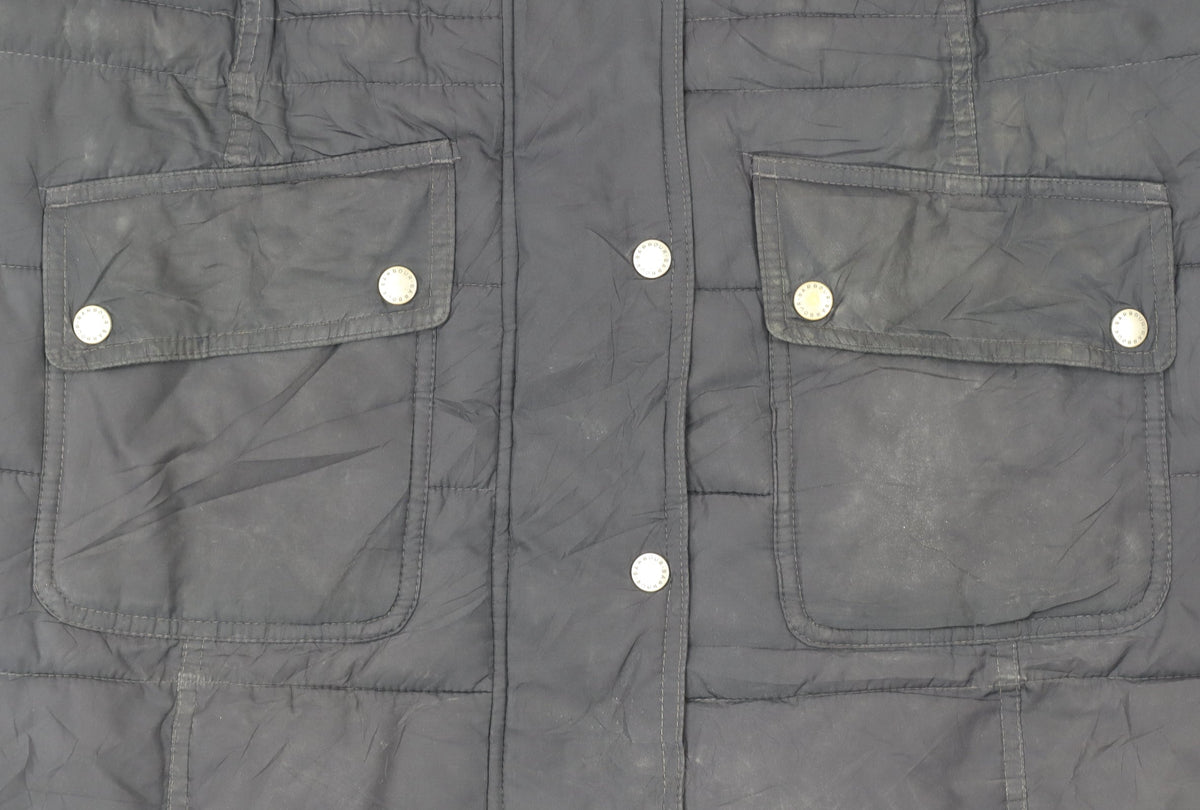 Barbour Womens Blue Long Puffer Coat Size 14 Quilted Winter Jacket