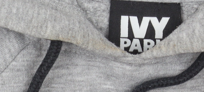 Ivy Park Womens Grey XS Pullover Hoodie with Black Graphic Sleeves