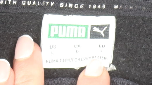 Puma Men's Black Pullover Hoodie L Fleece Regular Fit Athletic