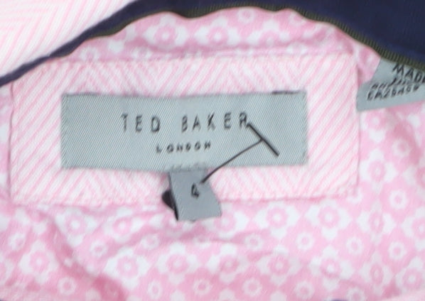 Ted Baker Women Pink Polo Shirt Size 14 Cotton Short Sleeve
