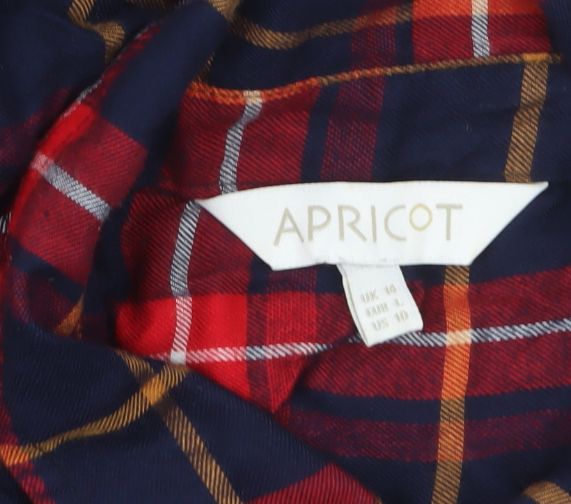Apricot Womens Red Plaid Long Sleeve Button-Up Shirt Size 14