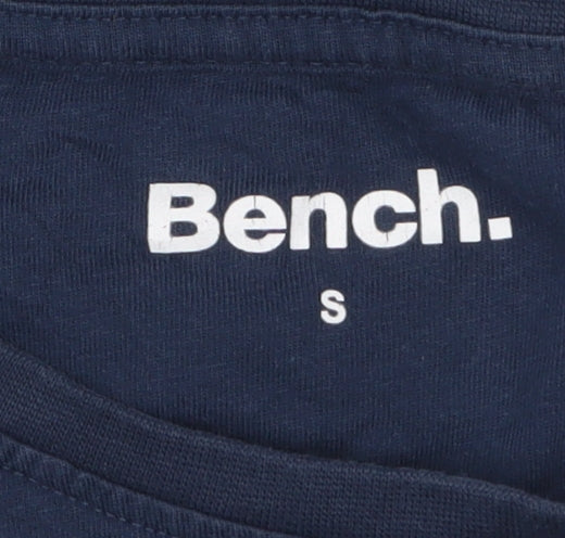Bench Mens Blue Long Sleeve Cotton Crew Neck Top Size S