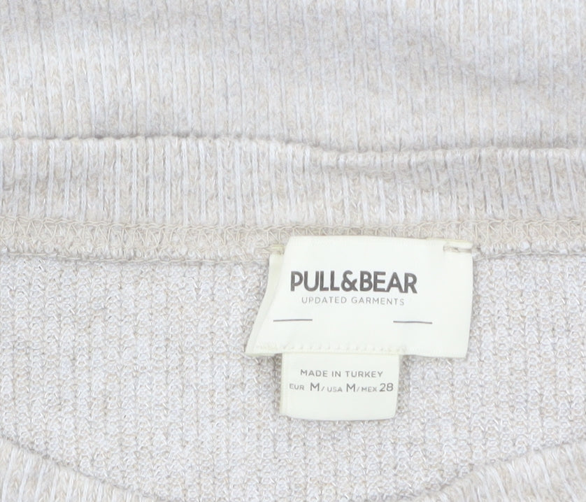 Pull&Bear Women’s Beige Relaxed Fit Long Sleeve Jersey Top Size 12