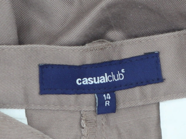 Casual Club Women's Brown Chino Trousers Size 14 Regular