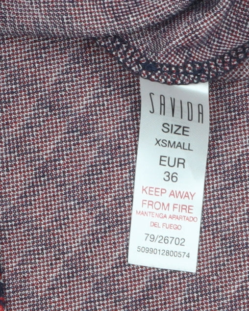 Savida Womens Red Check Ruffle Long Sleeve Blouse Size 8
