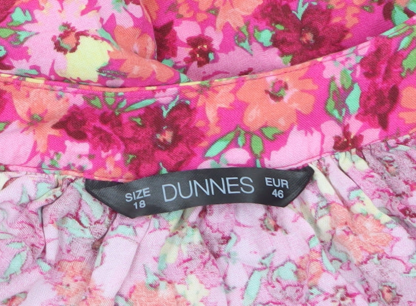 Dunnes Women's Multicoloured Floral Viscose Tunic Blouse Size 18