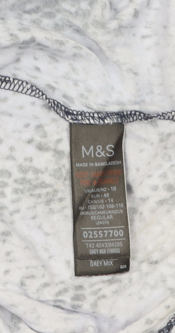 Marks and Spencer Women Grey Animal Print Shift Dress Size 18 Long Sleeve