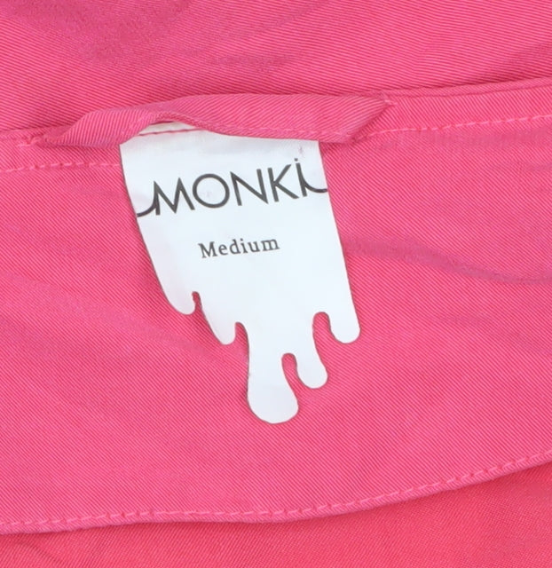 Monki Women’s Pink Cropped Blouse Medium Long Sleeve Collared