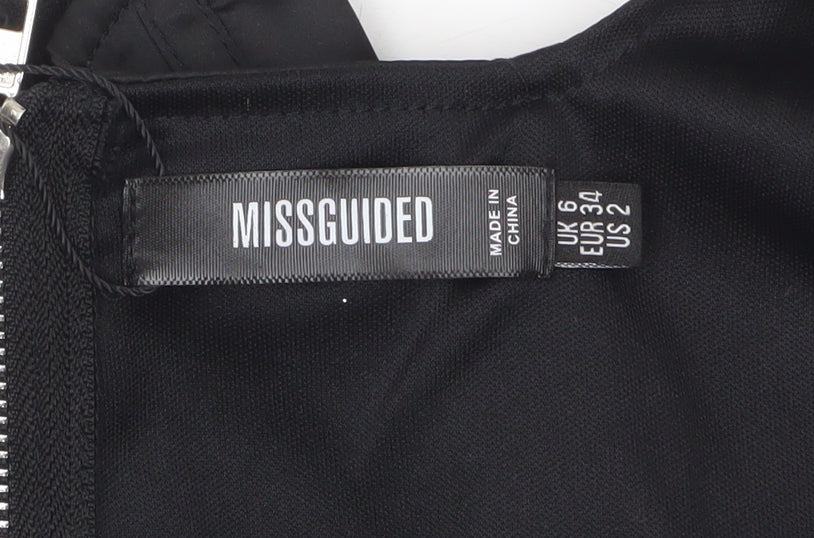 Missguided Women’s Black Cropped Satin Corset Tank Top UK 6