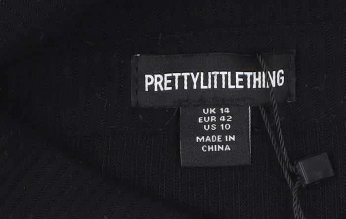 PrettyLittleThing Women's Black Size 14 Feather Cuff Shirt Dress