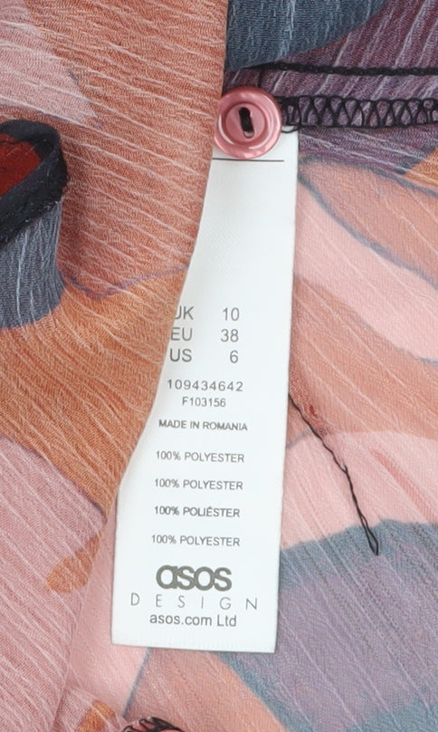 ASOS Women’s Multicoloured Floral V-Neck Chiffon Cardigan Size 10
