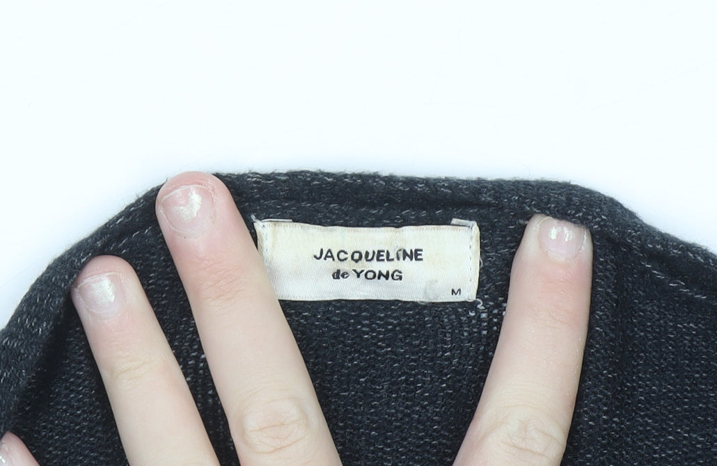 Jacqueline de Yong Women's Black M Long Sleeve Open Knit Cardigan