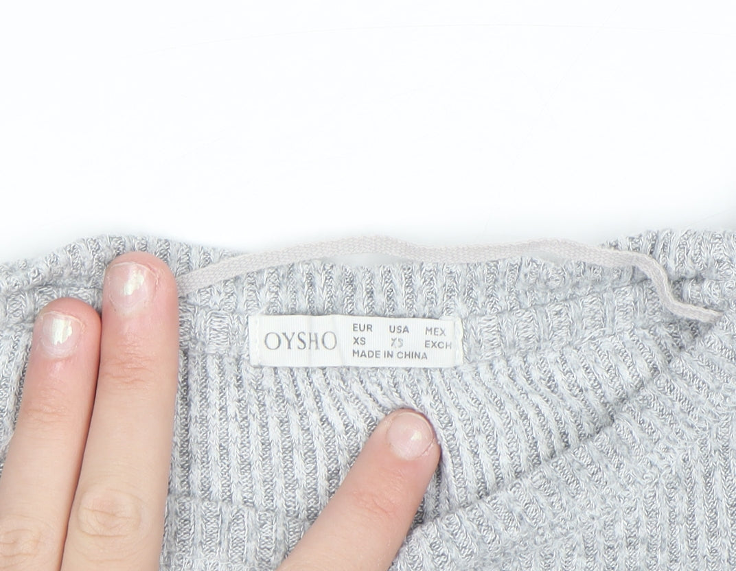 Oysho Women Grey Knit Long Sleeve Crew Neck Pullover Jumper XS