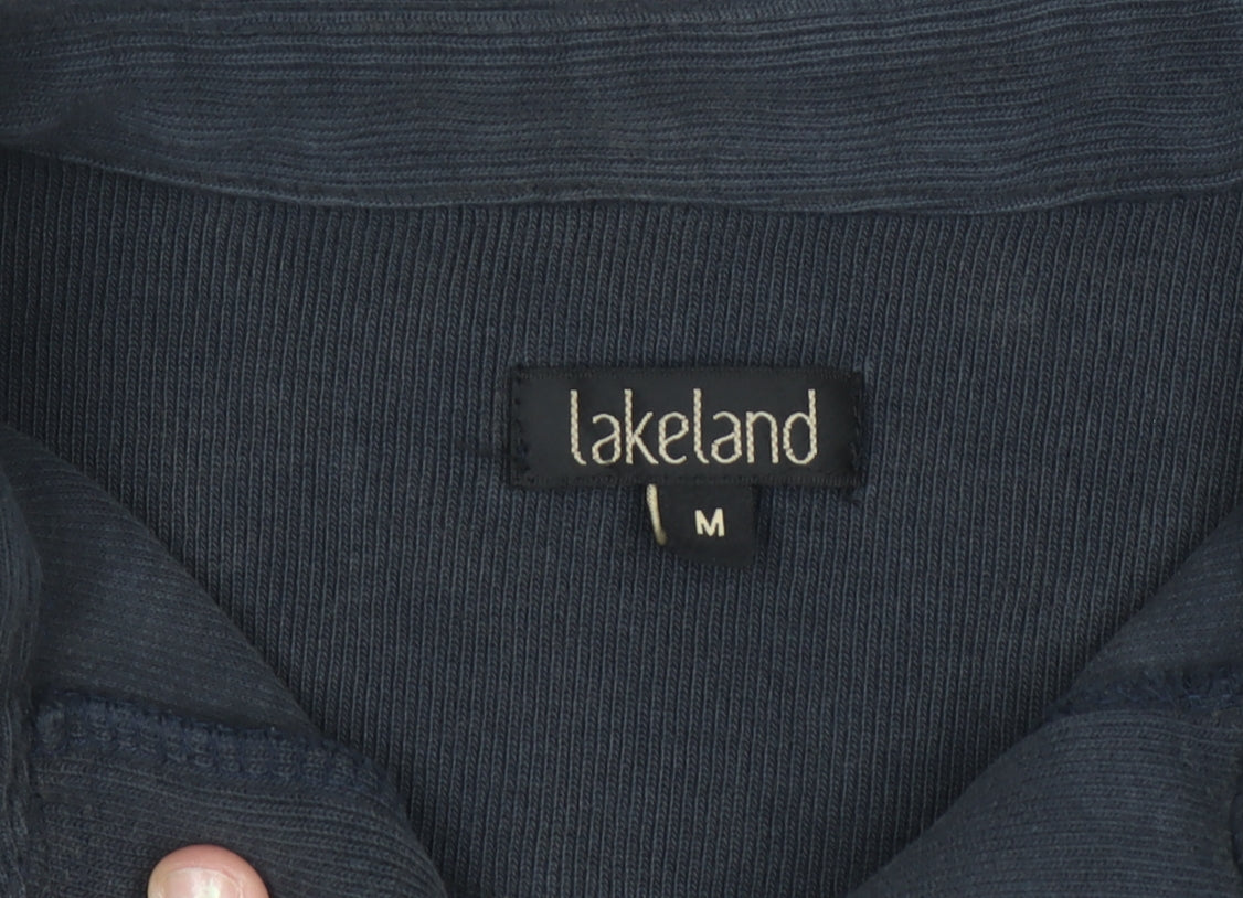 Lakeland Men's Blue Collared Henley Sweatshirt M Cotton Classic